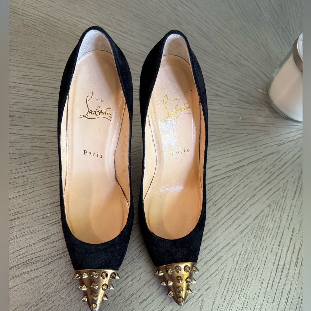 Christian Louboutin Black Suede Geo Pumps Size 38,5 (8.5)